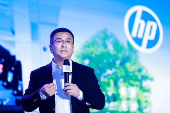 圖為惠普打印機與耗材產品事業部中國區總經理金衛東。（鐘欣攝）